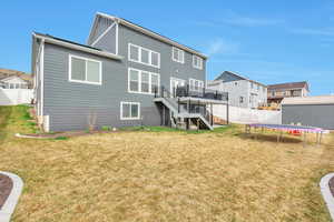 Backyard with detached garage