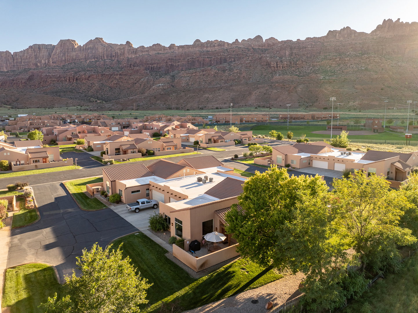 Drone / aerial view featuring a mountain view and a residential view