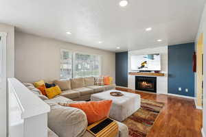 Living area featuring fireplace