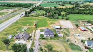 Aerial view of property's location featuring rural landscape