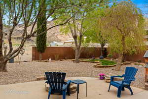 View of patio featuring a fenced backyard