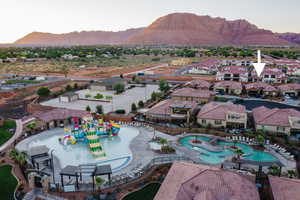 Bird's eye view featuring a mountain view and a residential view