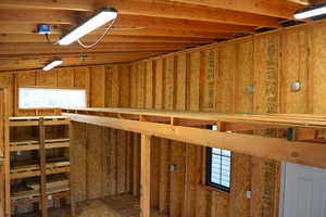 Storage shed loft area.