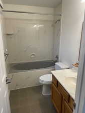 Master bathroom with jetted tub and shower combo.