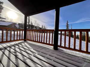 View of snow covered deck