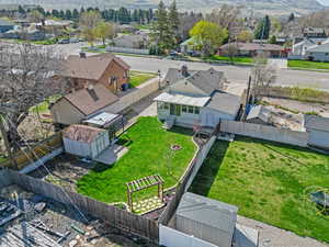 Drone / aerial view with a mountain view and a residential view