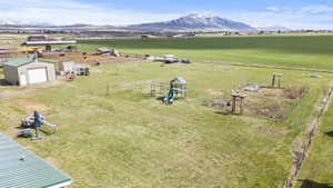 Bird's eye view featuring a mountain view