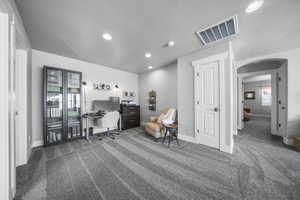 This is the other side of the spacious loft which is currently being used as an office.