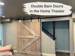 Clever double barn doors for the home theater room