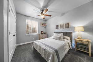 Lower level bedroom with newer paint & carpet.