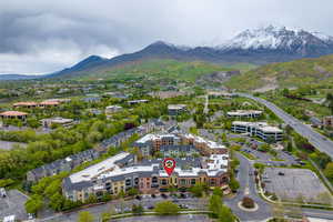 Bird's eye view with a mountain view