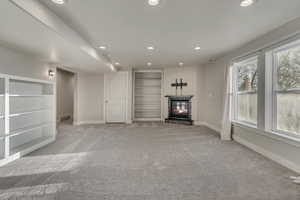 Living room with recessed lighting