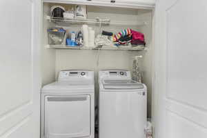 Clothes washing area with laundry area and washing machine and clothes dryer