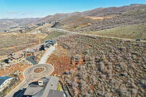 Drone / aerial view featuring a mountain view