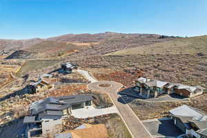Aerial view featuring a mountain view