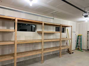 Storage room featuring a garage