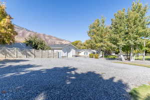 View of front of home with a mountain view