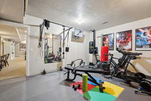 Workout room with gym-type flooring