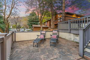 View of patio terrace at dusk