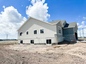 View of side of property featuring roof with shingles