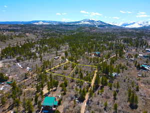 Birds eye view of property with a mountain view