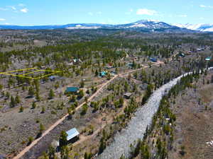Aerial view featuring a mountain view