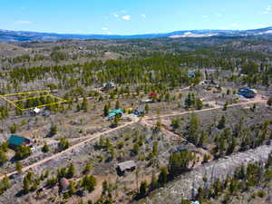 Drone / aerial view with a rural view, a wooded view, and a mountain view
