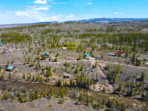 Bird's eye view with a mountain view