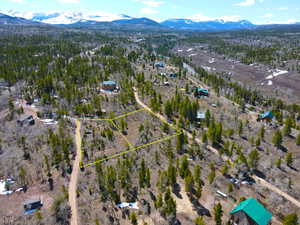 Aerial view featuring a mountain view