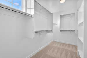 Walk in closet featuring carpet flooring