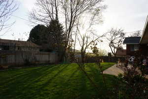 Fenced back yard and  patio