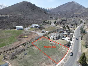 Aerial view featuring a mountain view