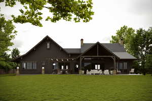 One of the possible rear exteriors for this home, but home is fully custom.