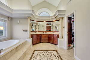Bathroom with a sink, visible vents, and ornate columns