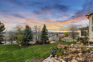 View of yard at dusk