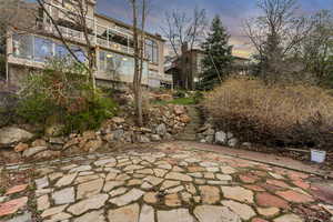 View of patio with stairs