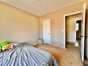 Bedroom with carpet