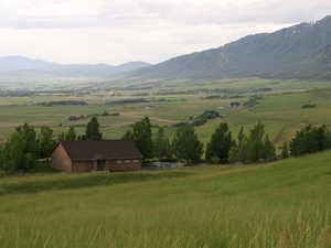 Mountain view with rural landscape