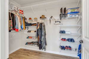 Spacious closet with wood finished floors