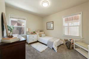 Bedroom with carpet