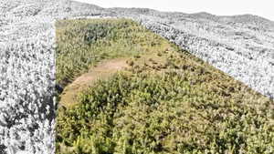 Aerial view featuring a mountain view