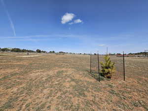 View of yard featuring a rural view and fence