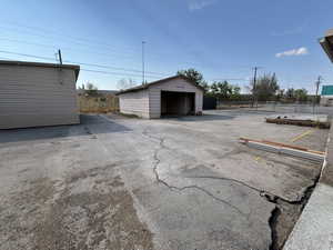 View of detached garage