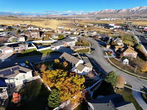 Drone / aerial view with a mountain view and a residential view
