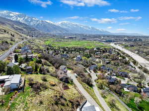 Drone / aerial view with a mountain view