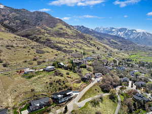 Drone / aerial view with a mountain view