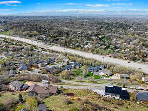 Drone / aerial view with a mountain view and a residential view