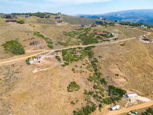 Aerial view featuring a mountain view and a rural view
