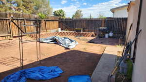 View of fenced backyard