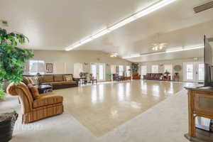 Building lobby with lofted ceiling